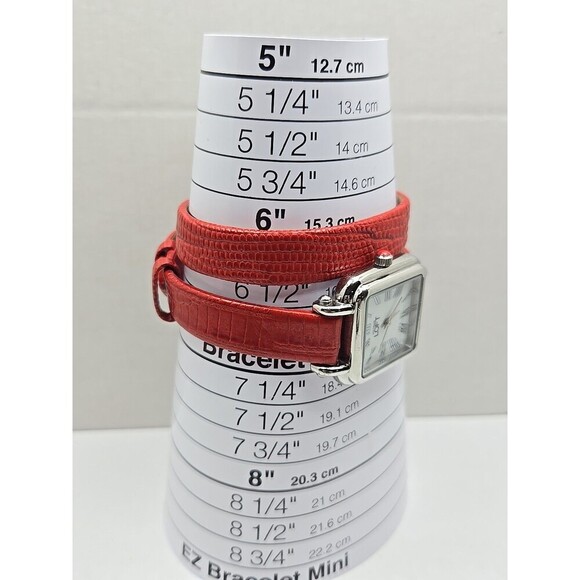 Ann Taylor Loft Womens Double Wrap Red Leather Silver Tone Watch New Battery main image 7